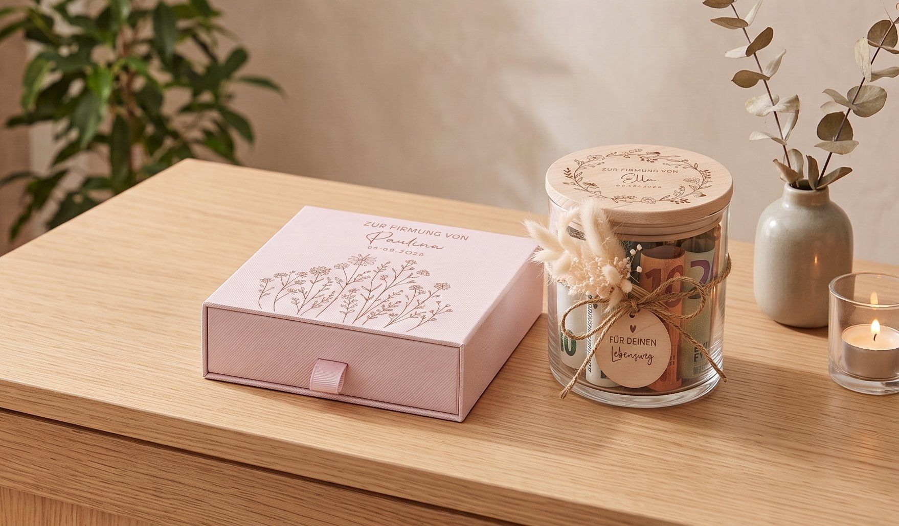 Geldgeschenk zur Konfirmation, personalisiert mit Namen | Geschenk Konfirmation, Erinnerungsbox, Patenkind