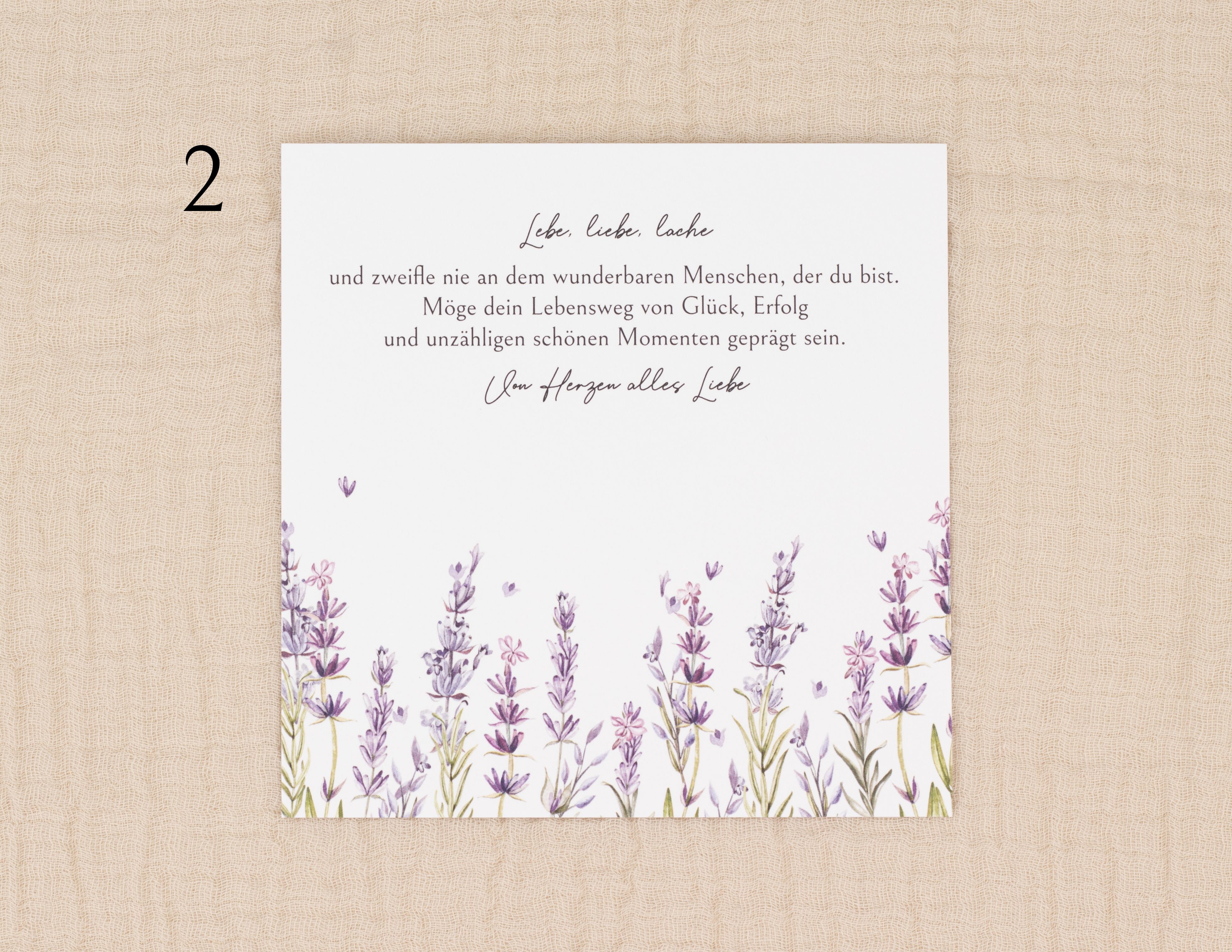 Geldgeschenk zur Konfirmation Einlegekarte mit Lavendel-Motiv und inspirierendem Spruch für Glück und Erfolg
