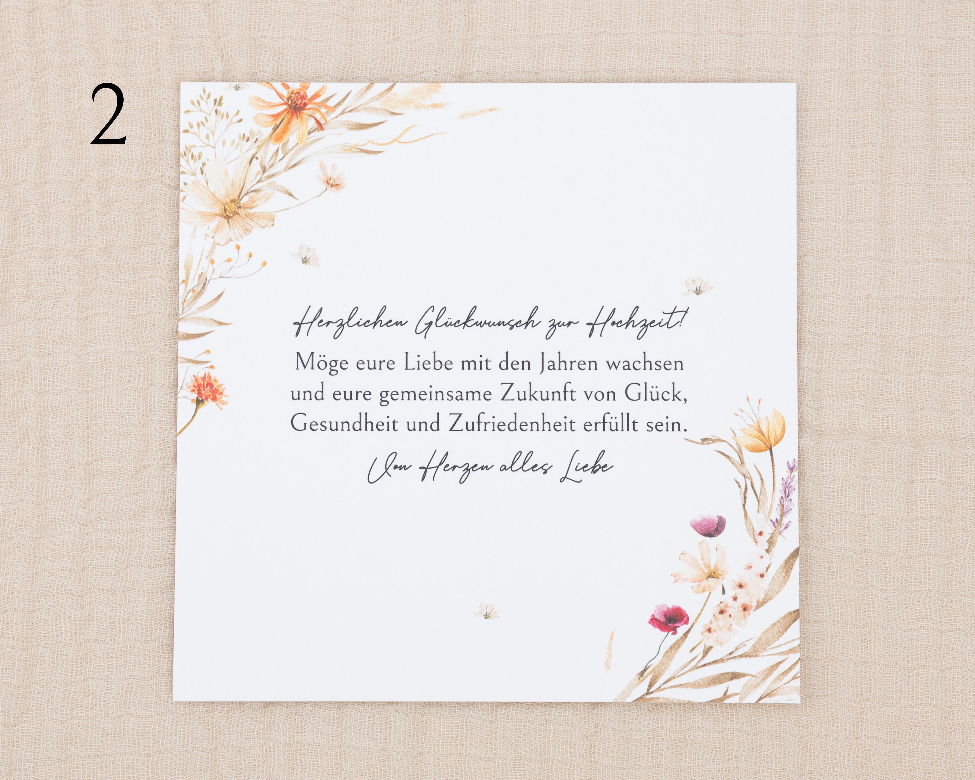 Geldgeschenk Hochzeit: Einlegekarte für das personalisierte Geschenk mit zartem floralen Aquarell-Design und Glückwunschtext